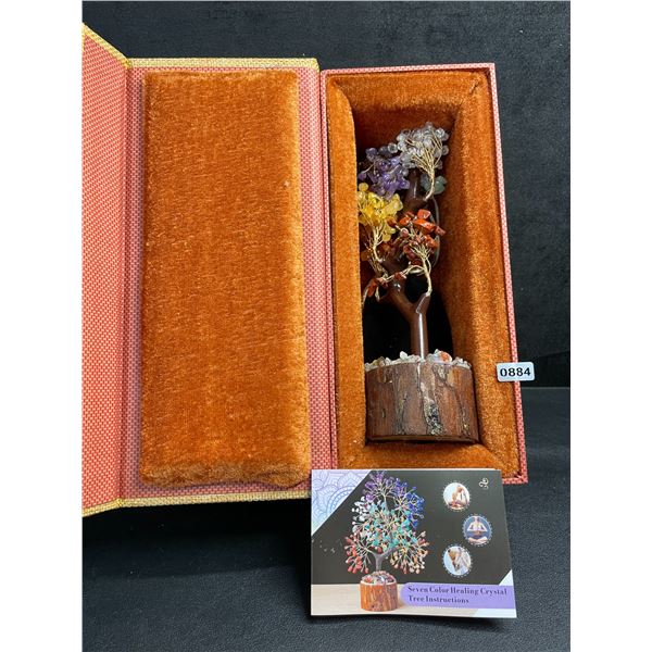 Seven-Colour Healing Crystal Gemstone Tree Gift Set in Box - New