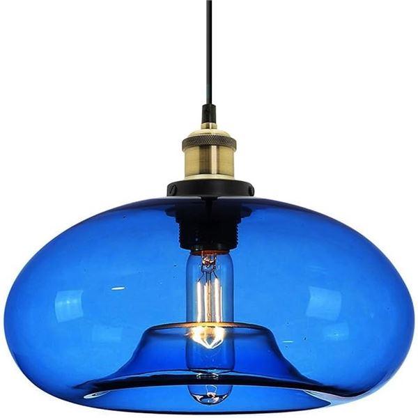11" Dark Blue Glass Pendant Light/Hanging Ceiling Light - New in Box!