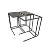Image 1 : Set of 3 Black Metal C-Frame Side Tables - Smoked Glass & Granite Style Tops (missing one glass top)
