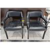 Image 2 : Set of 2 Black Faux Leather Salon Guest Chairs - Nailhead Trim & Open Back Design