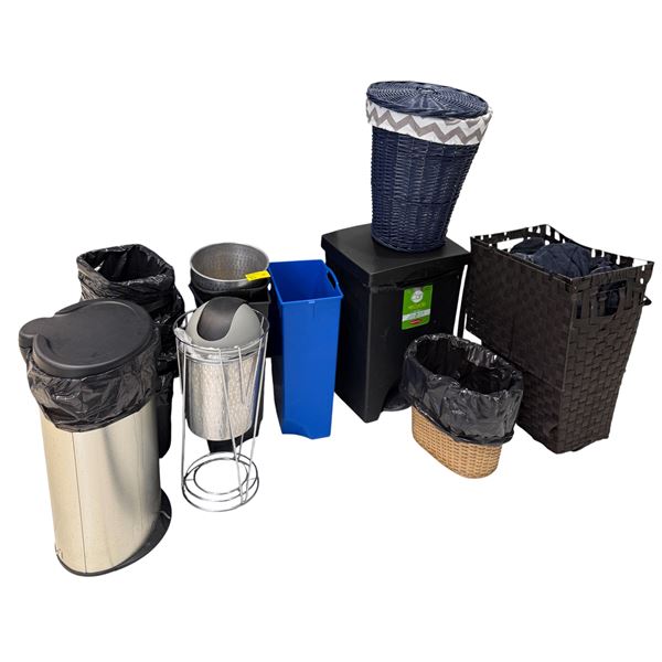 Group of assorted bins & baskets
