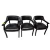 Image 1 : Set of 3 Black Faux Leather Salon Guest Chairs - Nailhead Trim & Mid-Century Open Back Design
