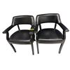 Image 1 : Set of 2 Black Faux Leather Salon Guest Chairs - Nailhead Trim & Mid-Century Open Back Design