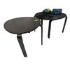 Image 1 : Set of 2 IKEA KYRRE Black Triangular Coffee Tables - Stackable Birch Veneer Three-Leg Design
