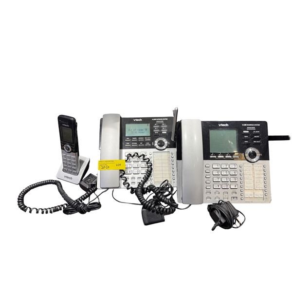 VTech CM18445 4-Line Small Business Phone System - Main Console, Desk Set & Cordless Handset