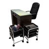 Image 1 : Professional Manicure Station Set - Glass Top Nail Desk, Rolling Technician Chair & 2 Storage Trolle