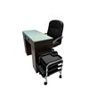 Image 1 : Professional Manicure Station Set - Glass Top Nail Desk, Rolling Technician Chair & Storage Trolley
