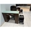 Image 3 : Professional Manicure Station Set - Glass Top Nail Desk, Rolling Technician Chair & Storage Trolley