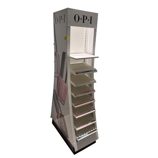 OPI Professional Floor Display Stand - 7-Tier Lighted Retail Nail Polish Rack - Salon Equipment
