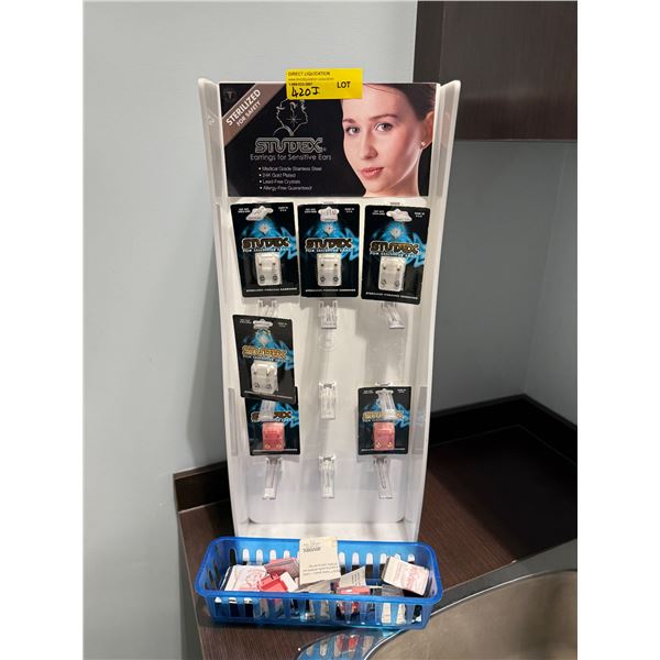 Studex Ear Piercing Display Stand & Inventory - Sterilized Earrings for Sensitive Ears