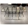 Image 2 : Set of 5 Black Metal C-Frame Side Tables - Smoked Glass & Granite Style Tops