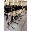 Image 3 : Set of 5 Black Metal C-Frame Side Tables - Smoked Glass & Granite Style Tops