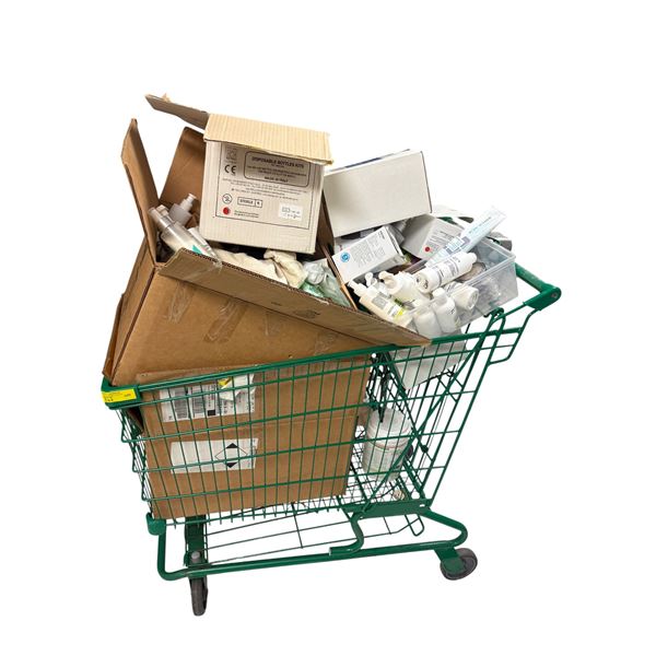 Large lot of assorted salon supplies (cart not included)