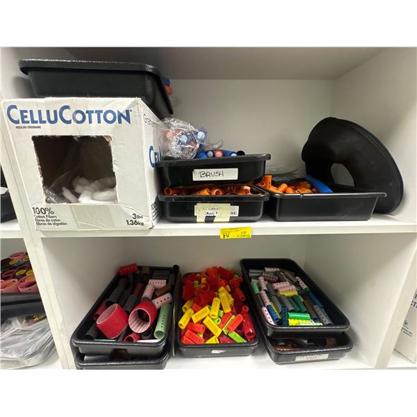 Salon Perm & Color Accessories Lot - CelluCotton & Assorted Rods/Trays