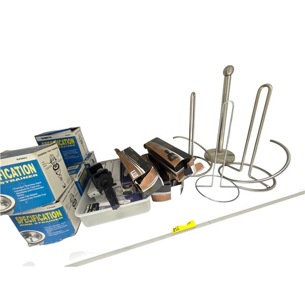 Kitchen & Salon Hardware Lot - Sink Strainers, Manikin Clamps & Paper Towel Holders