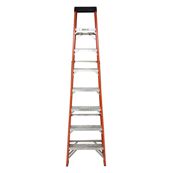 8-Foot Fiberglass Stepladder - Heavy-Duty Orange Non-Conductive Type 1/1A