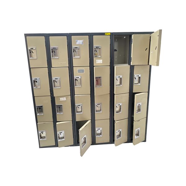 24-Door Metal Staff & Student Locker Unit - 6-Tier Commercial Storage Cabinet