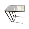 Image 1 : Set of 4 Black Metal C-Frame Side Tables - Smoked Glass & Granite Style Tops