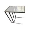Image 1 : Set of 4 Black Metal C-Frame Side Tables - Smoked Glass & Granite Style Tops