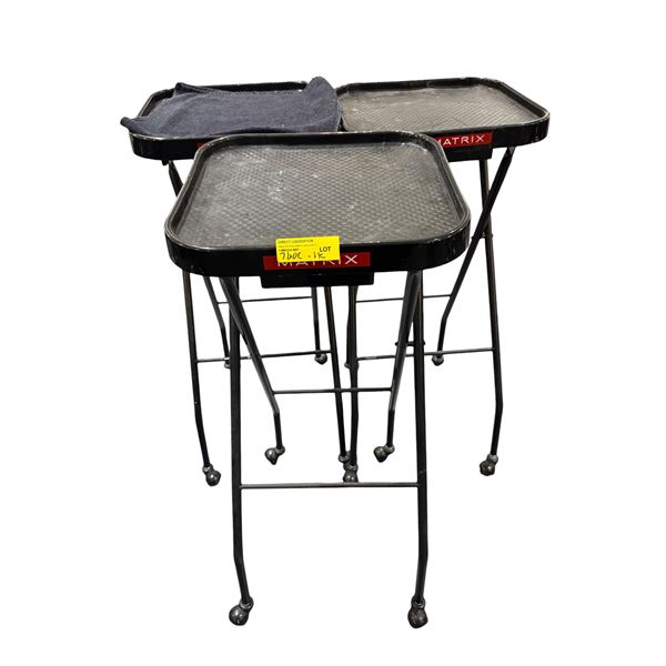 3 Matrix Professional Folding Salon Service Trays - Rolling Color Stations