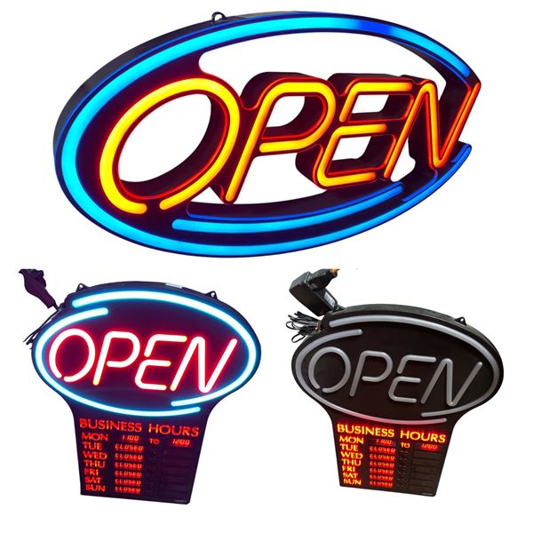Group of 3 LED Storefront Signs