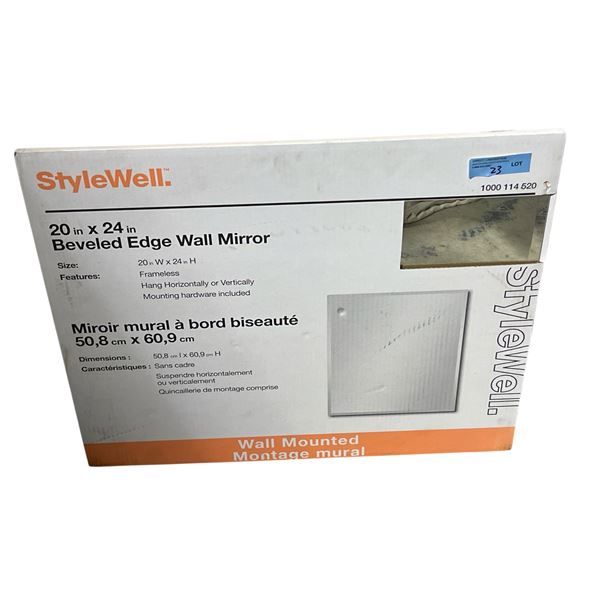 New - StyleWell 20" x 24" Beveled Edge Wall Mirror - RV: $80 CAD
