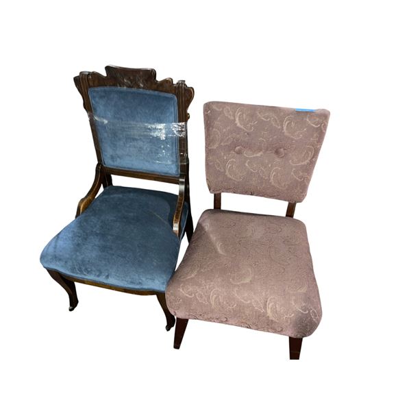 2 Vintage Wood Frame Dining Chairs