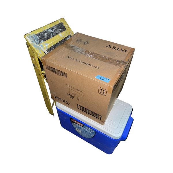 Coleman Cooler, Intex Multi-color LED Waterfall Cascade, Folding Step Stool