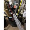 Image 4 : Bin with Assorted Long-Handled Tools, Mops & Brooms