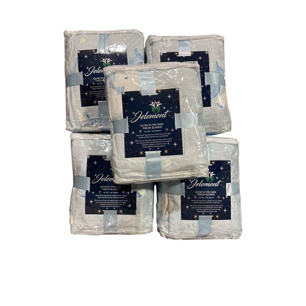 Group of 5 - New Jelement Glow in the Dark Throw Blanket (60" x 80")