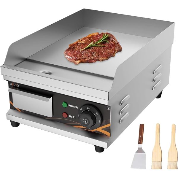 New - Dulnice Commercial 12" Electric Griddle 1500W - RV: $89 CAD - Stainless Steel Flat Top Grill (