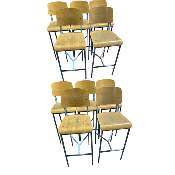 10-Pcs Prouve-Style Bar Chairs