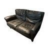 Image 1 : Black Leather Loveseat, H34" x W61" x 36"