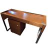 Image 1 : Modern Wood and Metal Desk w/ Rolling File Cabinet, H29" x W47.5" x D19"