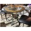 Image 2 : Round Glass-Top Table (H36" x Dia. 41") with 2 Matching Height Chairs (H41" Each)