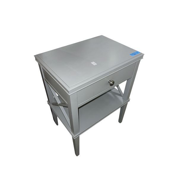 Light Grey Single-Drawer Side Table, H28" x. W21" x D15"