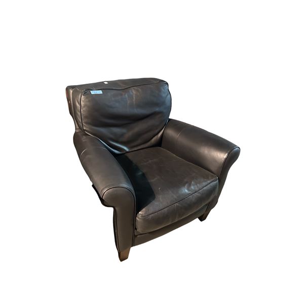 Black Leather Upholstered Armchair, Approx. H31" x W35" x D36"