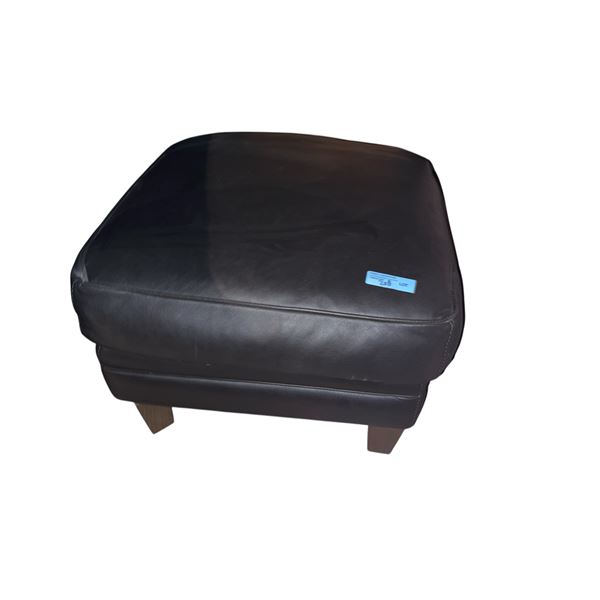 Black Leather Ottoman, H17" x 24" x 24"