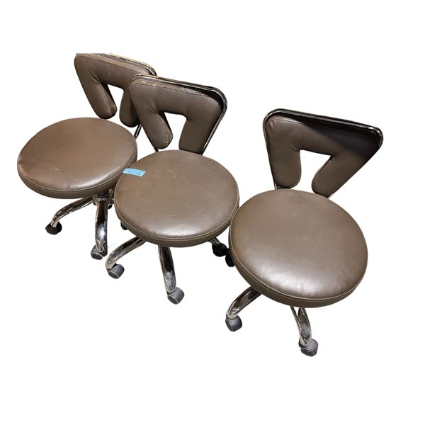 3-Pcs Brown Rolling Office Chairs (H24" Each) - As-Is