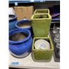 Image 2 : 7-Pcs Blue and Green Ceramic Planters - Various Sizes