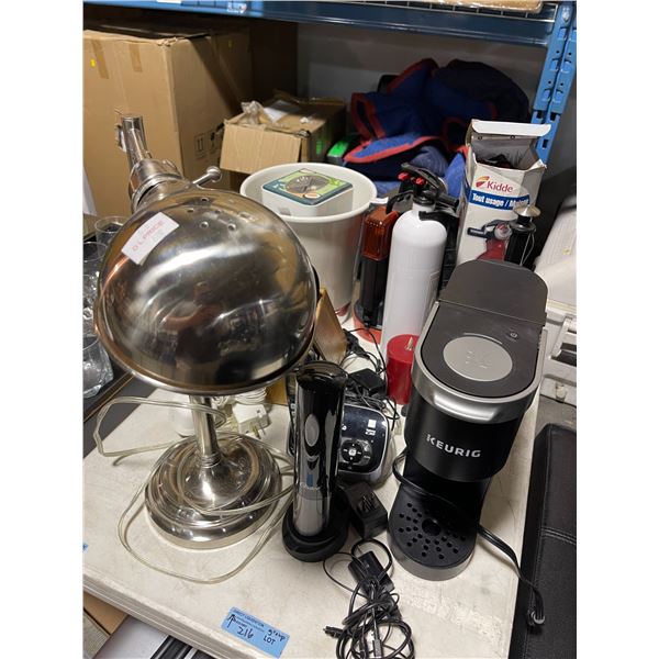 Group of Misc Household Items - Keurig Coffee Maker, Desk Lamp,