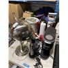 Image 1 : Group of Misc Household Items - Keurig Coffee Maker, Fire Extinguishers, Panasonic Phone, Desk Lamp,