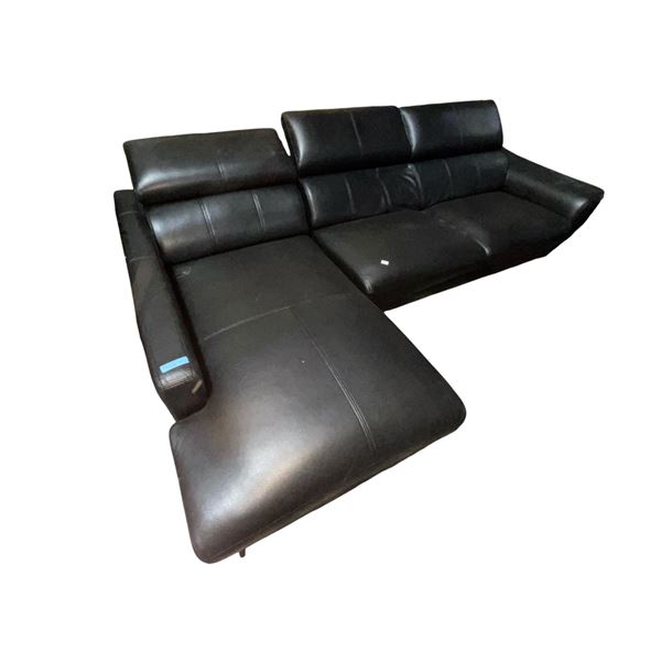 Black Faux Leather 3-Seater Sofa, H36" x W104" x D39"/64'