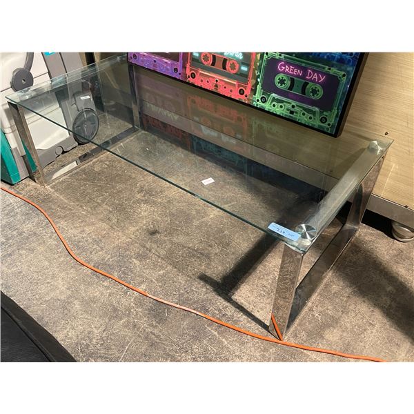 Glass Top Coffee Table, H15" x W47" x D23.5"