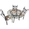 Image 1 : Round Glass-Top Dining Table (H29" x Dia. 44") with 3 Matching Chairs