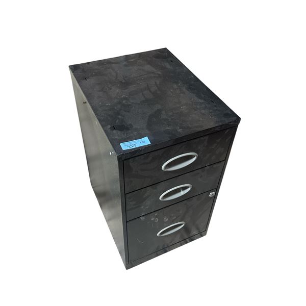 Black 3-Drawer Metal Organizer File Cabinet, without key, H24" x W14" x D18"