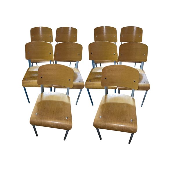 10-Pcs Prouve-Style Dining Chairs