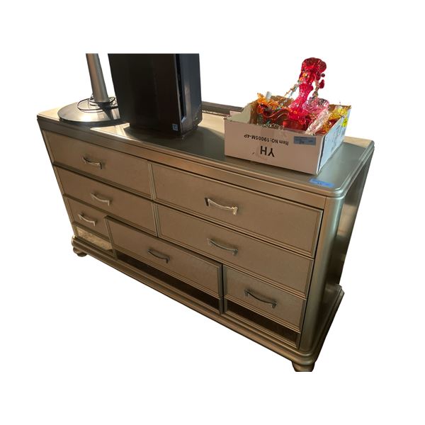 Champagne-Finished 7-Drawer Dresser, H39" x W62" x D18"