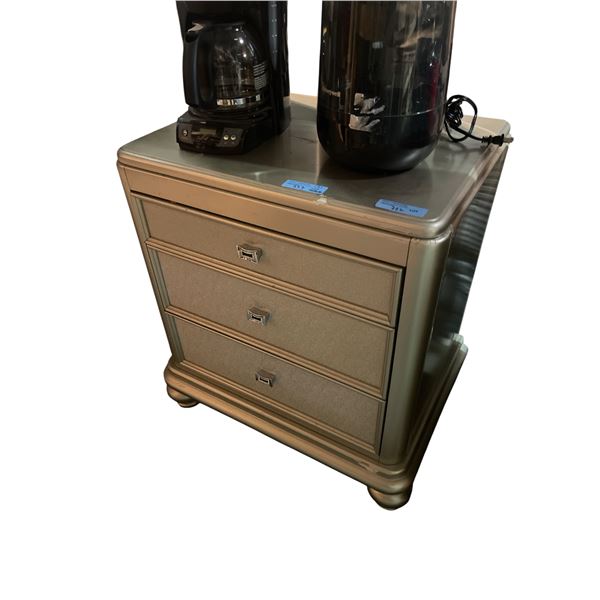 Champagne-Finished 3-Drawer Nightstand, H30" x W25" x D19" (Wear on Top and edge)