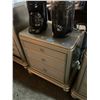 Image 2 : Champagne-Finished 3-Drawer Nightstand, H30" x W25" x D19" (Wear on Top and edge)